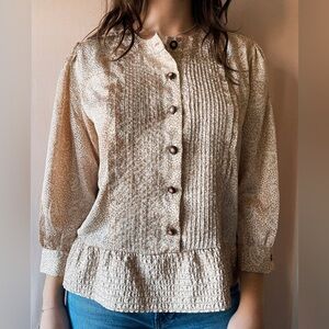 Andrea Gayle vintage floral leopard blouse size M